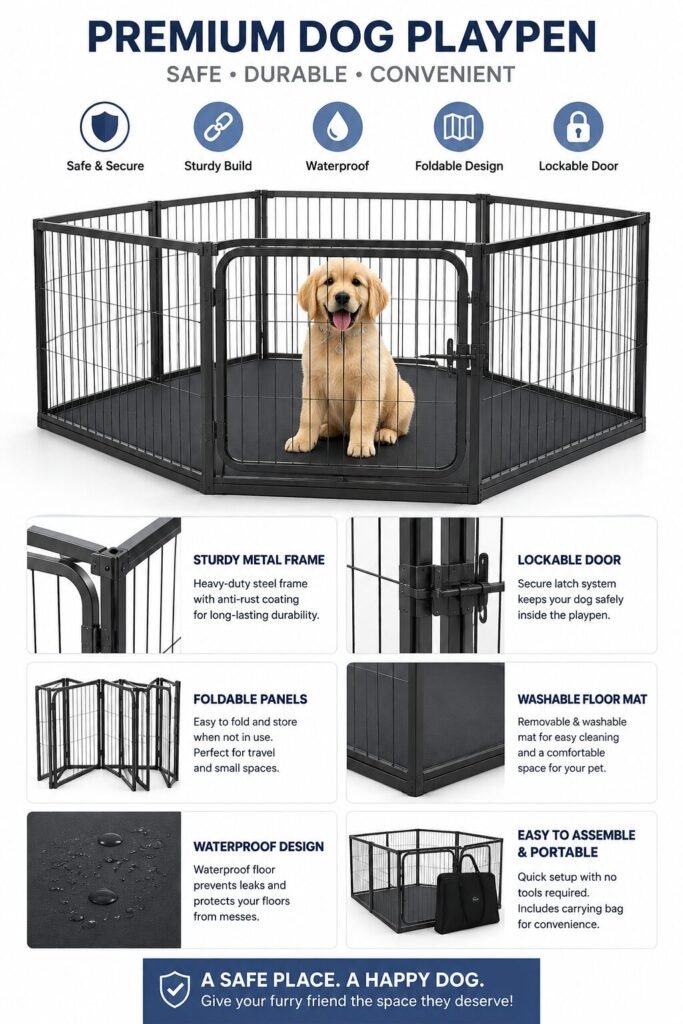 Important features to look for when buying a dog playpen