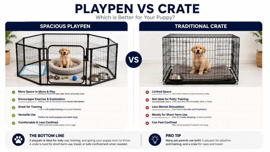 Dog playpen versus dog crate comparison